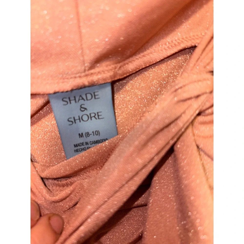 Shade & Shore Metallic‎ Peach Pink Twist Front Swim Sarong Cover Up Skirt Medium